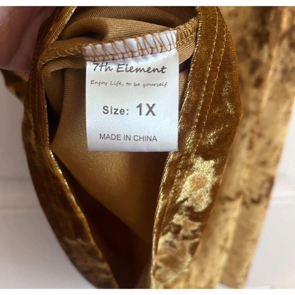 NWT 7th element gold velvet tank camisole adjustable straps 1X/XL - Picture 5 of 7